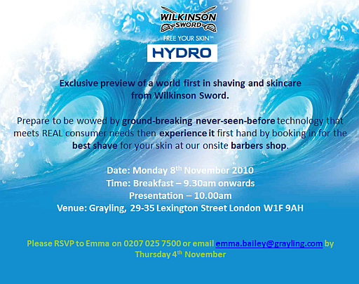 Wilkinson Sword Hydro invitation